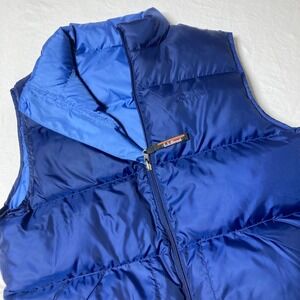 LL Bean Goose Down Reversible Puffer Vest Men's Med OVC66 Blue Full  Zip Pockets